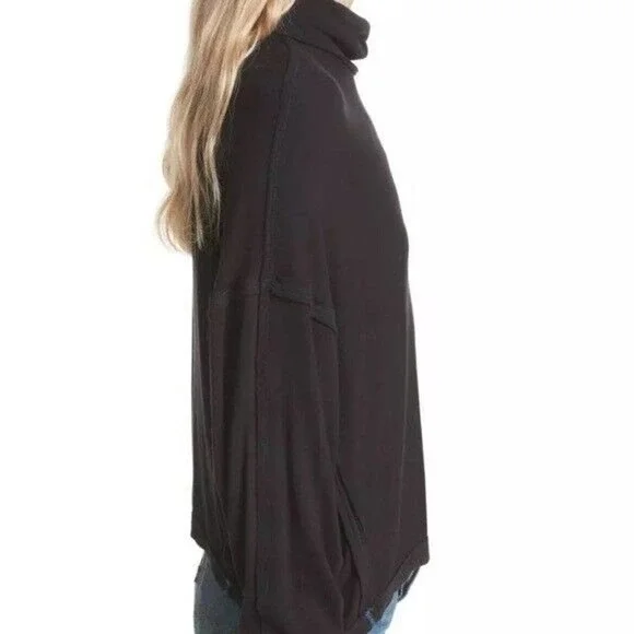 We The Free People Alameda Dolman Sleeve Turtleneck Top Black Medium H12840 - Picture 6 of 16